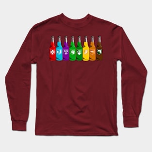 Zombie Perks Lined Up on Maroon Long Sleeve T-Shirt